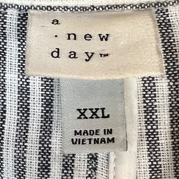 A New Day Blazer Jacket 1 Button Size XXL Blue White Striped Linen Blend Lined - Picture 4 of 6